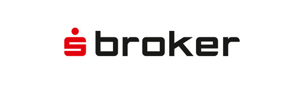 Logo des S Brokers, mit rotem Sparkassen-Symbol und schwarzem Schriftzug „broker".